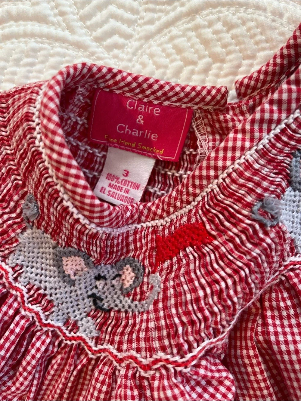 Red Gingham Alabama Smocked Dress